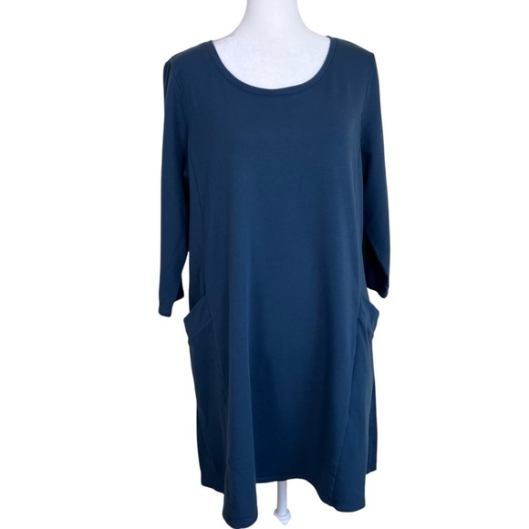 J. Jill‎ Pure Jill Womens Scoop Neck A-Line Dress Pima Cotton Ocean Blue Sz L - Picture 4 of 16